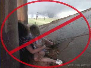 Woman and children under overpass